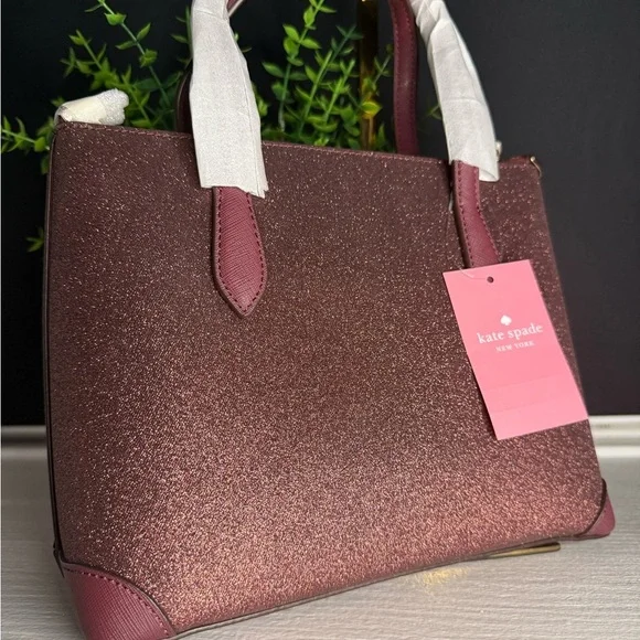 Kate Spade New York Glitter Satchel with Crossbody Strap Deep Nova NWT - Picture 6 of 8